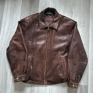Vintage Couture By J.Park Brown Leather Jacket for Men Size Large